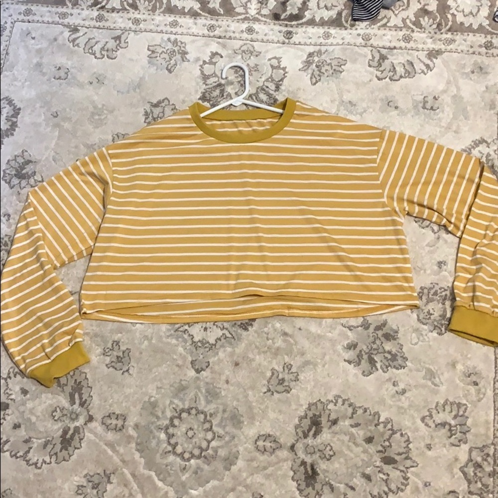 Long Sleeve Striped Crop Top